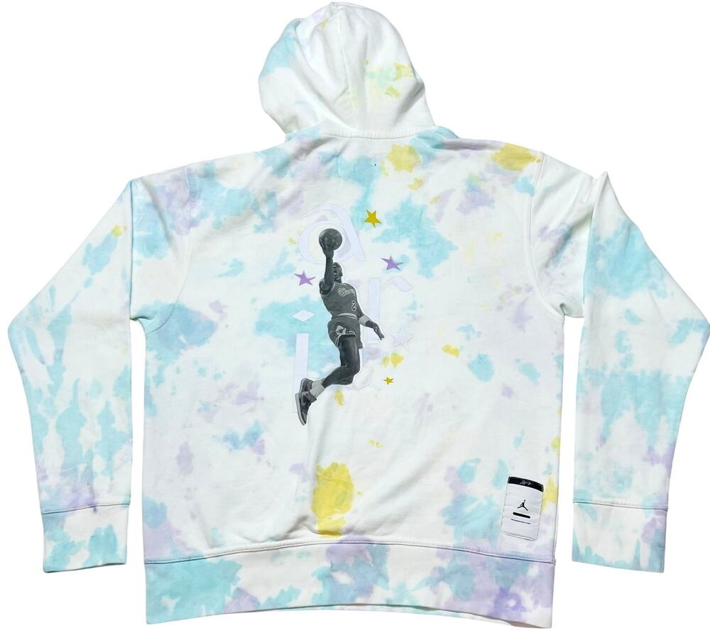 Nike Air Jordan DNA Tie Dye Pullover Hoodie Men Medium White Multicolor New